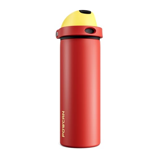 POWCAN 24 oz Travel Water Bottle: 2-in-1 Push-Button Spout & Quick-Flip Straw, Leakproof, Cold 24Hrs, Fits Car Cup Holder, Stainless Steel Cup for Sports, School, Commute, Camping (Mouse's Mischief) - color: Mouse's Mischief, size: 24 Ounces