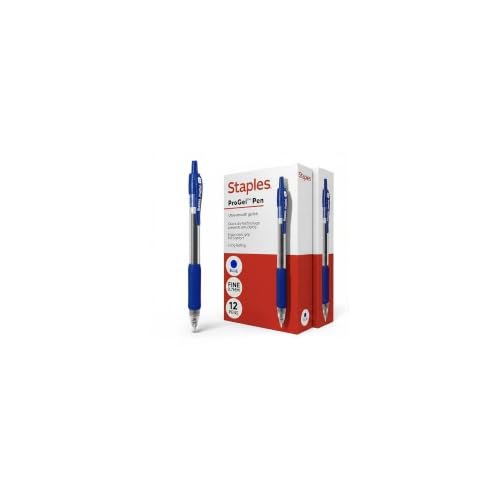 STAPLES ProGel™ Retractable Gel Pen, Fine Point, 0.7mm, Blue Ink, 2/Pack - color: Blue, size: 24 Pack, style: Fine Point