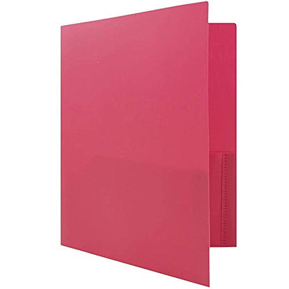 JAM PAPER Plastic 2 Pocket POP Folders - Durable School Folders - Fuchsia Hot Pink - 6/Pack - color: Pink, size: 6 Per Pack