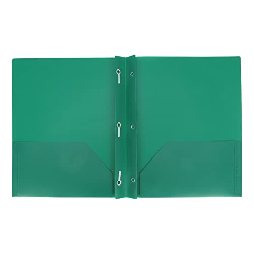 Aurora LLC School,Office Supplies.Durables Plastic Folders with Prongs and Two Pockets. Green - color: Green
