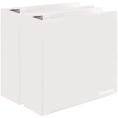 3 Inch Binder 3 Ring Binders White, Slant D-Ring 3” Clear View Cover with 2 Inside Pockets, Heavy Duty Colored School Supplies Office and Home Binders, 2 Pack – By Enday - color: White, size: 3