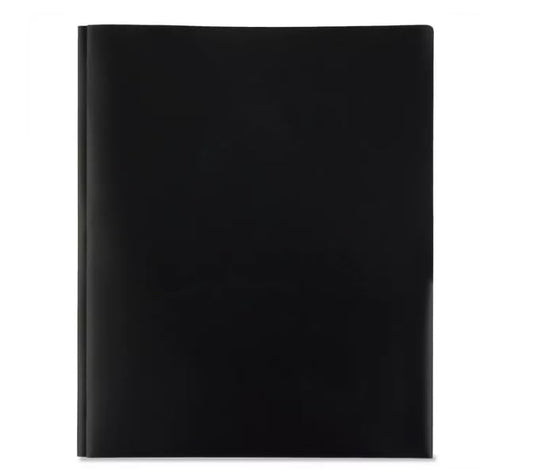 LLC Office Products Plastic Folders with 2 Pockets, Letter Size Poly Folders with 3 Metal Prongs Fastener Clips, (Black) - color: Black