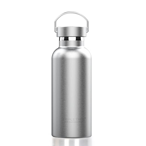 Triple Tree 17OZ Vacuum Insulated Stainless Steel Water Bottle, Double Wall Wide Mouth Lids Keeps beverage Hot or Cold Sweat Proof - color: Insulated, size: 17 Ounces
