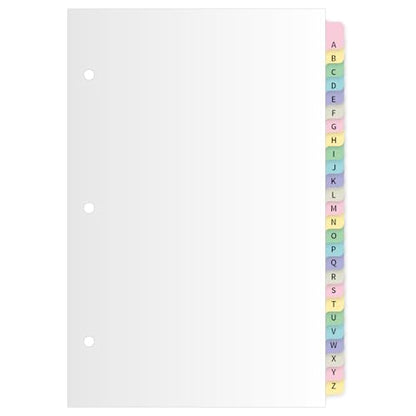 Sayglossy 1 Set A to Z Tab Alphabet Dividers for 3 Ring Binder 5 1/2 x 8 1/2 Inch Binder Dividers Customizable Table of Contents Page with A to Z Tabs for Student Teacher Office Organize (Pastel) - color: Pastel