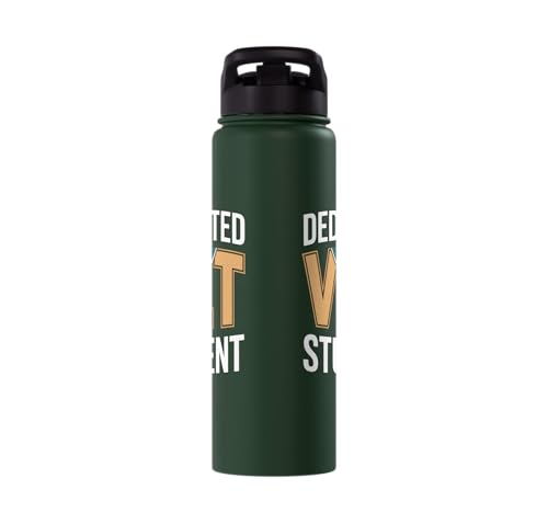 Dedicated Vet Student Veterinary School Stainless Steel Insulated Water Bottle - color: Dark Green