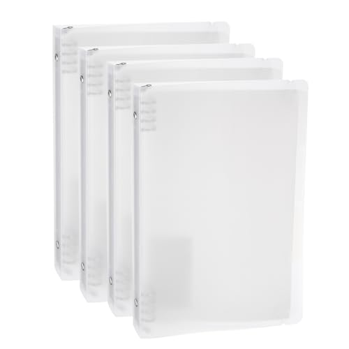 M&G Telescoping Binder, 4Pcs 20 Holes Spiral Ring Refillable Ring Binder with Frosted Cover A5 Paper Protection Cover for Office Home, Black/White
