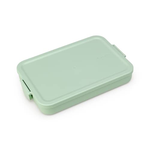 Brabantia Make & Take Flat Lunch Box (Jade Green) Convenient Size for Bags, BPA-Free, Airtight Snap Locks, Microwave & Freezer Safe, Travel Meal Prep Container, 37oz - color: Jade Green, style: Flat Lunch Box