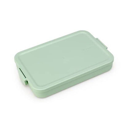 Brabantia Make & Take Flat Lunch Box (Jade Green) Convenient Size for Bags, BPA-Free, Airtight Snap Locks, Microwave & Freezer Safe, Travel Meal Prep Container, 37oz - color: Jade Green, style: Flat Lunch Box