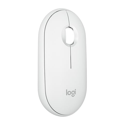 Logitech M350s Pebble 2 Bluetooth Wireless Mouse - Tonal White | Slim Bluetooth, Portable, Lightweight, Customizable Button, Quiet Clicks, Easy-Switch for Windows, macOS, iPadOS, Chrome OS - color: Tonal White