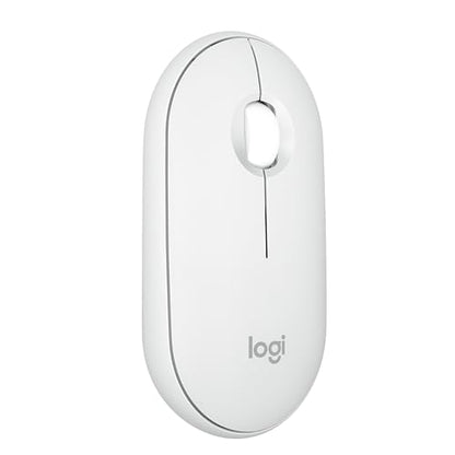 Logitech M350s Pebble 2 Bluetooth Wireless Mouse - Tonal White | Slim Bluetooth, Portable, Lightweight, Customizable Button, Quiet Clicks, Easy-Switch for Windows, macOS, iPadOS, Chrome OS - color: Tonal White