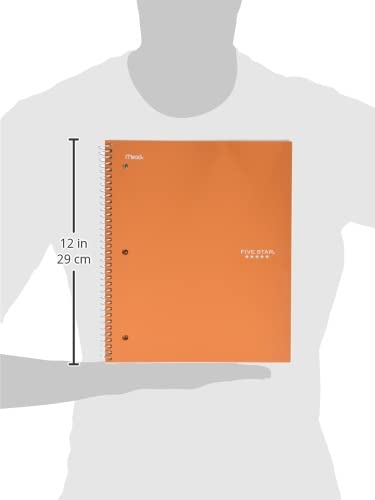 Five Star Spiral Notebook + Study App, 1 Subject, Graph Ruled Paper, 8-1/2" x 11", 100 Sheets, Fights Ink Bleed, Water Resistant Cover, Sedona Orange (620000CD1)