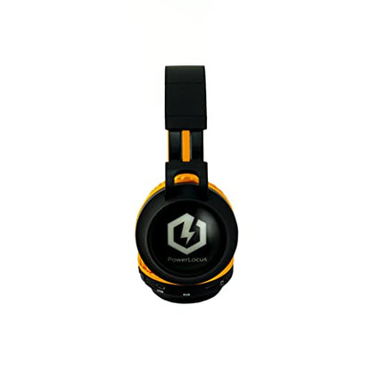 PowerLocus Kids Headphones Wireless, Bluetooth Headphones for Kids Over Ear, LED Lights, 85dB Safe Volume Limit, Foldable, Micro SD Mode, Built-in and Line-in Microphone for Phones,Tablets,Laptop - color: Black/Orange