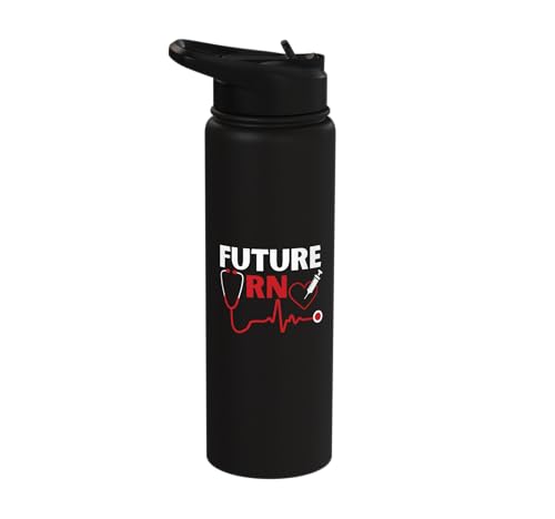 Future RN Nurse Nursing Student Registered Nurse In Training Stainless Steel Insulated Water Bottle - color: Black
