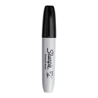 Sharpie Permanent Markers, Large, Chisel Tip, Black, 4 Count - Marks on Paper, Plastic, Metal, and More - size: 4 Count (Pack of 1)