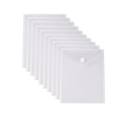 8.5 x 11 Vertical Clear Letter Sized Plastic Envelopes Document File Storage Holder 10 Pack Hook Loop Closure - color: 10 Pack