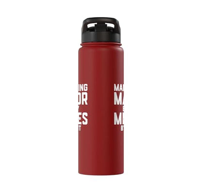 Marketing Major By Day Memes By Night Marketer Joke Student Stainless Steel Insulated Water Bottle - color: Red