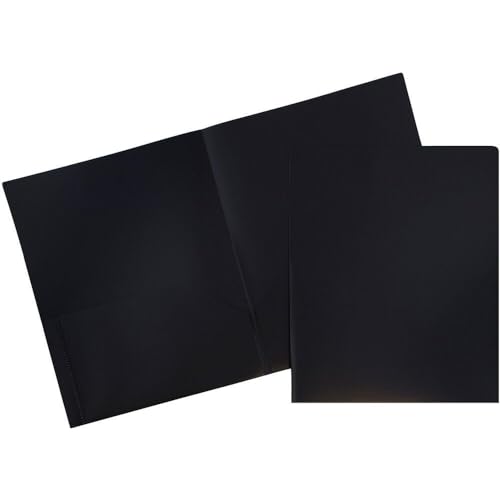 JAM PAPER Plastic 2 Pocket POP Folders - Durable School Folders - Black - 12/Pack - color: Black, size: 12 Per Pack