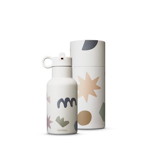 Blooom Insulated Stainless Steel Kids Water Bottle With Straw Lid | Durable, Leakproof, Cupholder Friendly | Kids Tumbler for School, Travel and Outdoors | Modern Design (Shapes, 12 oz) - color: Shapes, size: 12 Ounces