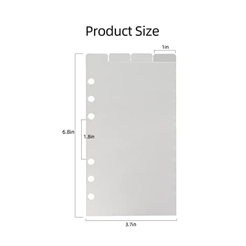MultiBey Clear A6 Binder Dividers with Top Vertical Tabs, 6-Ring, 8-Tab Set | 6-Hole Transparent PVC Index Divider Sheets for A6 6 Ring Personal Planners, Budget Binder Organization & Journals
