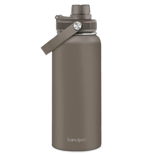 Insulated Stainless Steel Water Bottle 32oz, Vacuum Chug Lid Travel Tumbler for Men Friends Dad Brothers, Birthday Christmas Fathers Day (Dark Grayish Brown) - color: Solid Color 3