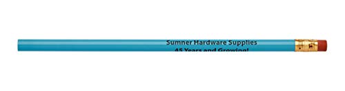 Pencil Guy Promotional Personalized Light Blue Round Pencils | 144 to a box, Imprinted, 19 colors to choose from - color: Light Blue, size: 1 Count (Pack of 144)