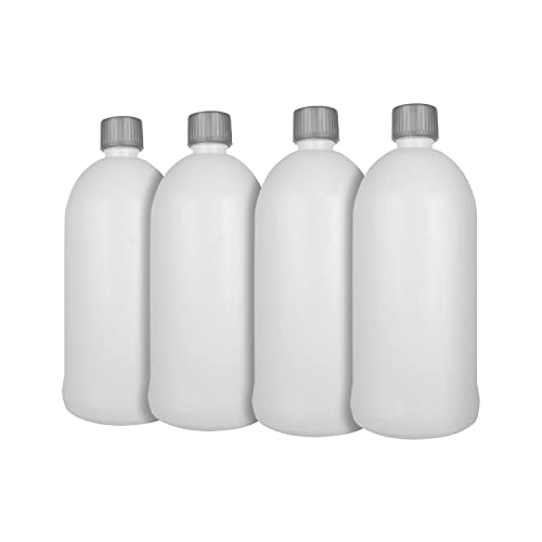 32 oz white PET plastic bottle with 28/400 neck finish WITH CHILDPROOF gray cap (4)