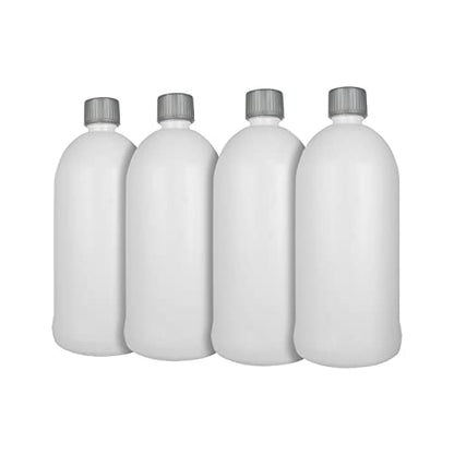 32 oz white PET plastic bottle with 28/400 neck finish WITH CHILDPROOF gray cap (4)