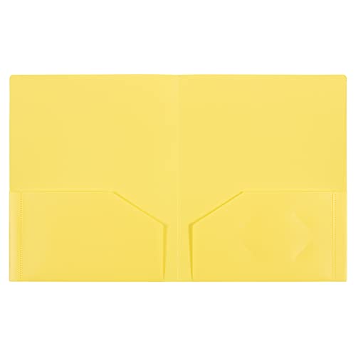 JAM PAPER Heavy Duty Plastic 2 Pocket Extra Tough School Folders - Yellow - 6/Pack - color: Yellow, size: 6 Per Pack