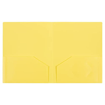 JAM PAPER Heavy Duty Plastic 2 Pocket Extra Tough School Folders - Yellow - 6/Pack - color: Yellow, size: 6 Per Pack