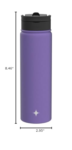 JoyJolt Triple Insulated Water Bottle with Straw Lid AND Flip Lid! 22oz Water Bottle, 12 Hour Hot/Cold Vacuum Insulated Stainless Steel Water Bottle. BPA-Free Leakproof Water Bottles - Thermos Bottle - color: Lilac Purple, size: 22 Ounces