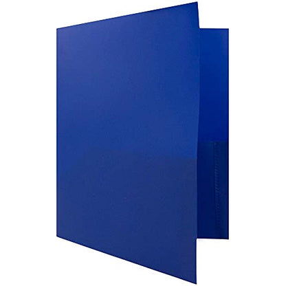 JAM PAPER Plastic 2 Pocket POP Folders - Durable School Folders - Blue - 6/Pack - color: Blue, size: 6 Per Pack