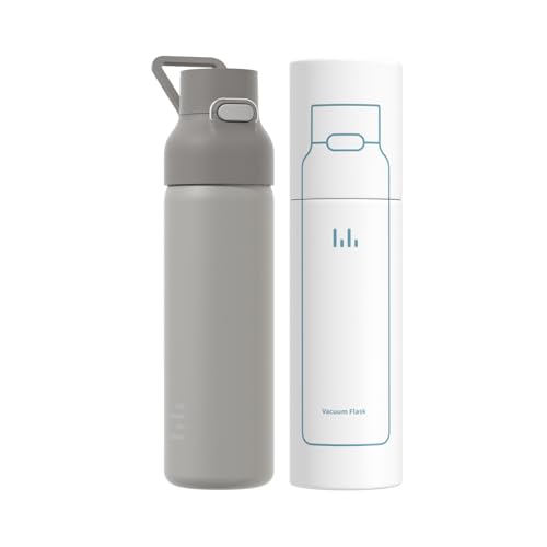 24oz Insulated Water Bottle, 316L Stainless Steel Double Wall Vacuum Bottle, Keeps Drinks Cold or Warm, Leakproof One-Handed Flip Lid for Gym, Office, Travel & Daily Use (1 Pack) - color: Gray