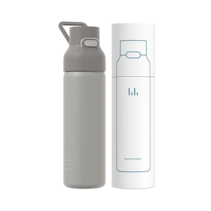 24oz Insulated Water Bottle, 316L Stainless Steel Double Wall Vacuum Bottle, Keeps Drinks Cold or Warm, Leakproof One-Handed Flip Lid for Gym, Office, Travel & Daily Use (1 Pack) - color: Gray
