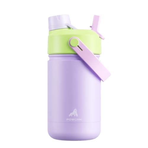 12 oz Stainless Steel Water Bottle for Girls: 2-in-1 Straw Spout Lid, Leakproof, BPA-Free, Cold 24H, Car Cupholder Friendly, Cute Insulated Cup for School, Play, Birthday Gift for Kids (Lilac Fairy) - color: Lilac Fairy, size: 12 Ounces