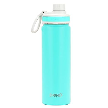 DRINCO Stainless Steel Water Bottle Spout Lid Vacuum Insulated Double Wall Water Bottle Wide Mouth (40oz 32oz 22oz 18oz 14oz) Leak Proof Keep Cold Sport Camping Hiking (22 oz, 22oz Teal) - color: 22oz Teal, size: 22 Ounces