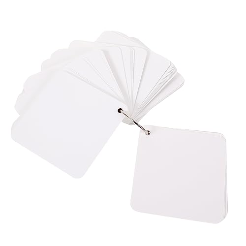 Index Cards Blank Flash Cards for Studying Diy Note Pads Pre Punched Metal Binder Rings - size: 9.8X9.8X0.01CM