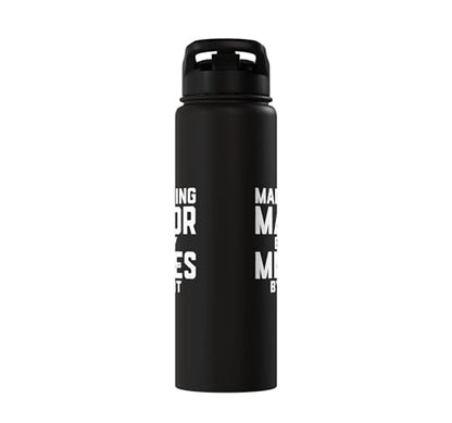 Marketing Major By Day Memes By Night Marketer Joke Student Stainless Steel Insulated Water Bottle - color: Black