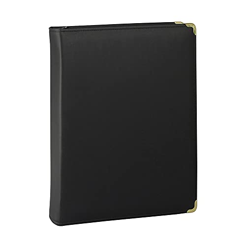 Samsill Classic Collection Leather Binder, Zippered, Executive Presentation Portfolio, 1.5 Inch (Holds 325 Sheets), Brass Round Ring, Black - color: Black, size: 1.5 Inch, style: Zipper