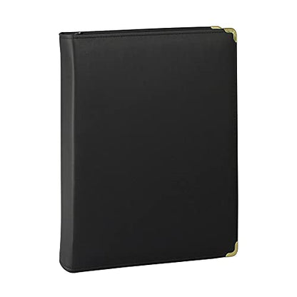 Samsill Classic Collection Leather Binder, Zippered, Executive Presentation Portfolio, 1.5 Inch (Holds 325 Sheets), Brass Round Ring, Black - color: Black, size: 1.5 Inch, style: Zipper