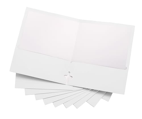 10 Pack Two Pocket Folders, White, Strong Thick Paper Folders, for Letter Size, by ACTIVITYya - color: White