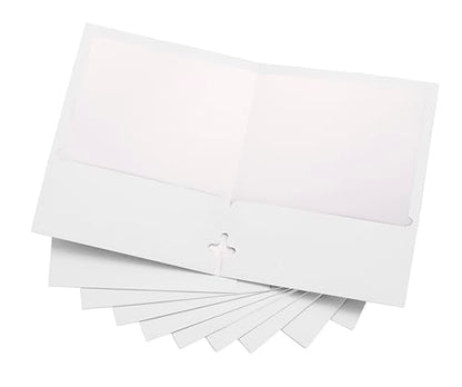 10 Pack Two Pocket Folders, White, Strong Thick Paper Folders, for Letter Size, by ACTIVITYya - color: White