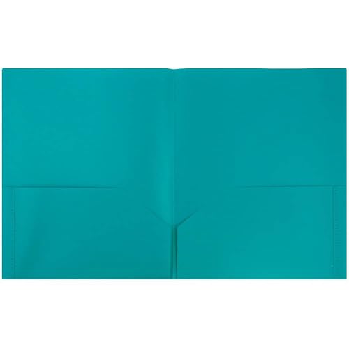 JAM PAPER Plastic 2 Pocket POP Folders - Durable School Folders - Teal Blue - 6/Pack - color: Teal, size: 6 Per Pack