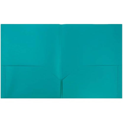 JAM PAPER Plastic 2 Pocket POP Folders - Durable School Folders - Teal Blue - 6/Pack - color: Teal, size: 6 Per Pack