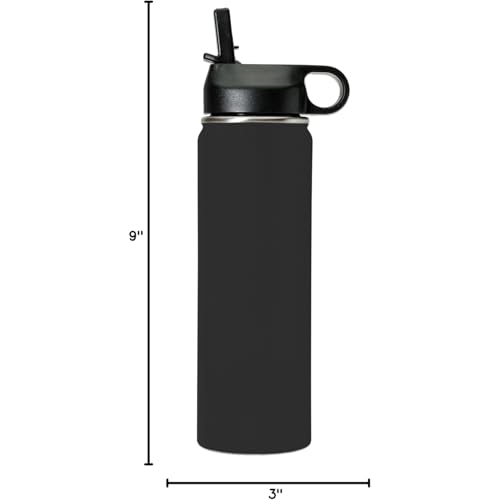LaserGram Personalized Water Bottle, Grad Cap Class of 2023, 2024, 2025, 2026, 2027, Stainless Steel Double Wall Vacuum Insulated with Flip Top Straw, Custom Engraved Gift (20oz / 590ml Black) - color: Black, size: 20 Ounces