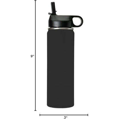 LaserGram Personalized Water Bottle, Grad Cap Class of 2023, 2024, 2025, 2026, 2027, Stainless Steel Double Wall Vacuum Insulated with Flip Top Straw, Custom Engraved Gift (20oz / 590ml Black) - color: Black, size: 20 Ounces