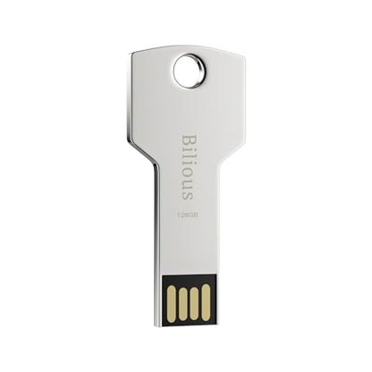 Bilious USB Keychain Flash Drive 2.0 128G, Metal Style Thumb Drive Portable USB 2.0 Memory Stick, Waterproof Key Shaped Jump Pen Drive 128GB for Storage and Backup - size: 128GB