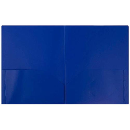 JAM PAPER Plastic 2 Pocket POP Folders - Durable School Folders - Blue - 6/Pack - color: Blue, size: 6 Per Pack