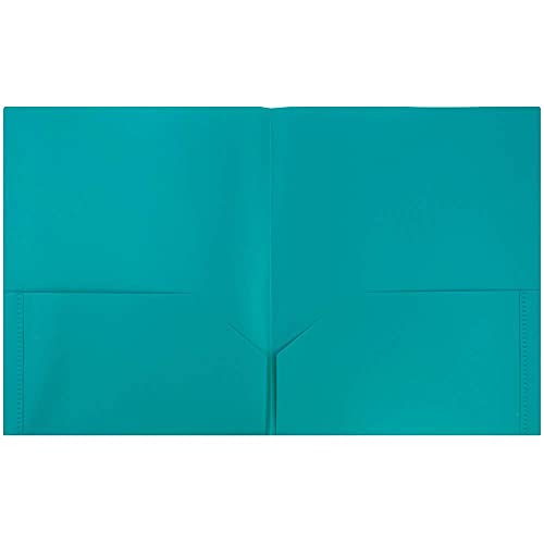 JAM PAPER Plastic 2 Pocket POP Folders - Durable School Folders - Teal Blue - 6/Pack - color: Teal, size: 6 Per Pack