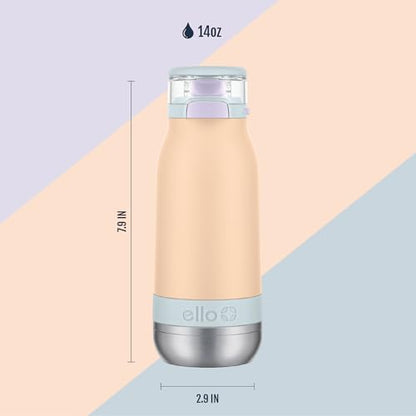 Ello Emma 14oz Insulated Stainless Kids Water Bottle with Straw, Twilight Breeze - color: Twilight Breeze