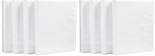 Amazon Basics 3-Ring Binder with Round Rings and Interior Pockets, 1-Inch, White, 8-Pack - size: 8-Pack